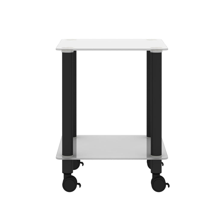 Modern 2-Tier White Black Side Table with Storage Shelf End Table 15.75x15.75 Image 7