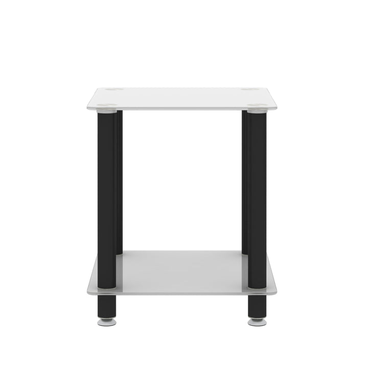 Modern 2-Tier White Black Side Table with Storage Shelf End Table 15.75x15.75 Image 8