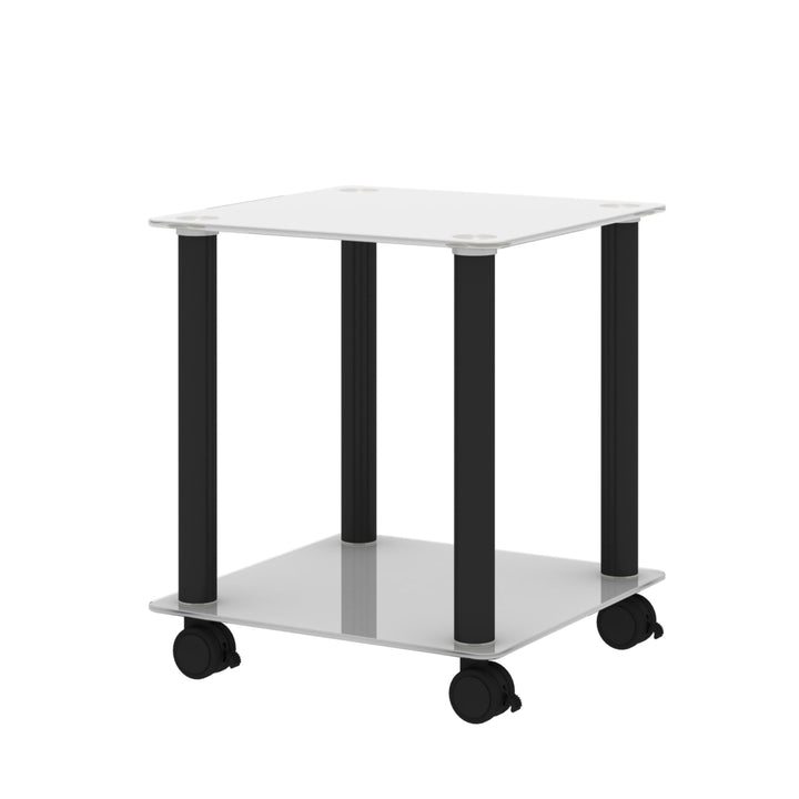 Modern 2-Tier White Black Side Table with Storage Shelf End Table 15.75x15.75 Image 9