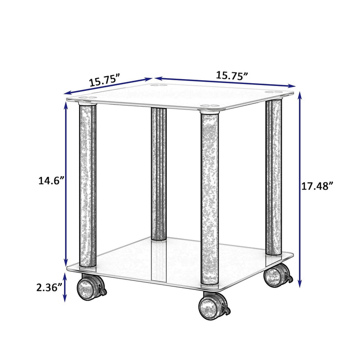 Modern 2-Tier White Black Side Table with Storage Shelf End Table 15.75x15.75 Image 12