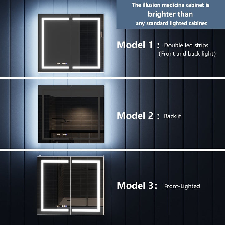 Illusion-B 36x36 LED Lighted Inset Mirrored Medicine Cabinet with Magnifiers Image 6