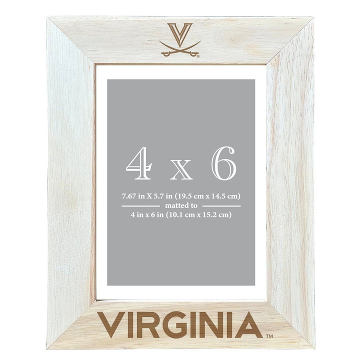 Virginia Cavaliers Wooden Photo Frame - Customizable 4 x 6 Inch - Elegant Matted Display for Memories Image 1