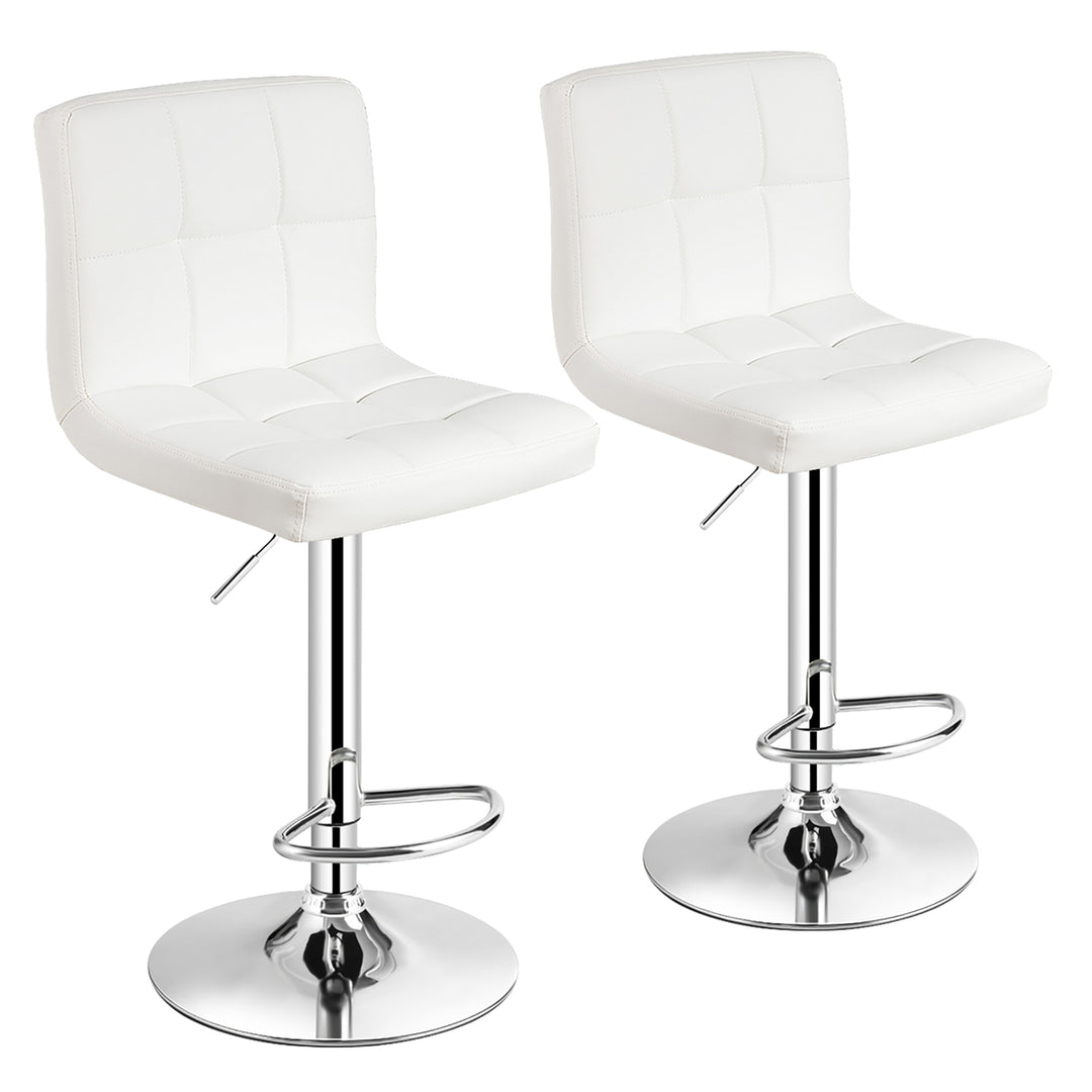 Costway Set of 2 Adjustable Bar Stools PU Leather Swivel Kitchen Counter Pub Chair Image 4