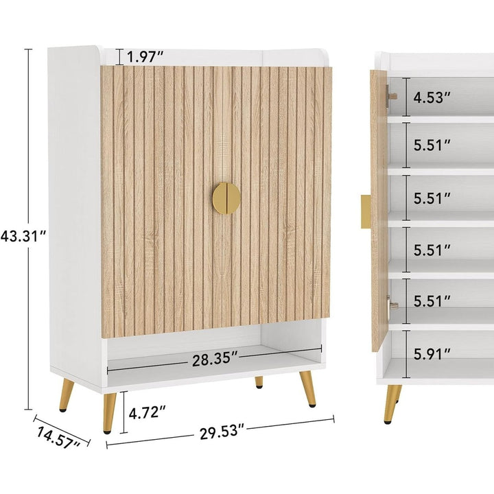 Tribesigns Modern 7-Tier Shoe Cabinet Wooden Storage Organizer Adjustable Shelves Image 6