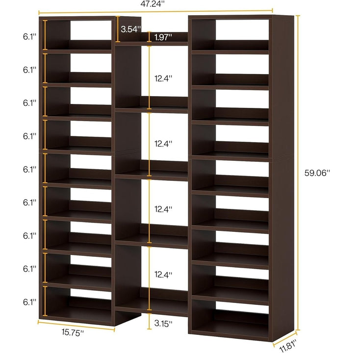 Tribesigns 14-Tier Dark Brown Freestanding Shoe Rack Wooden Storage Cabinet Image 6