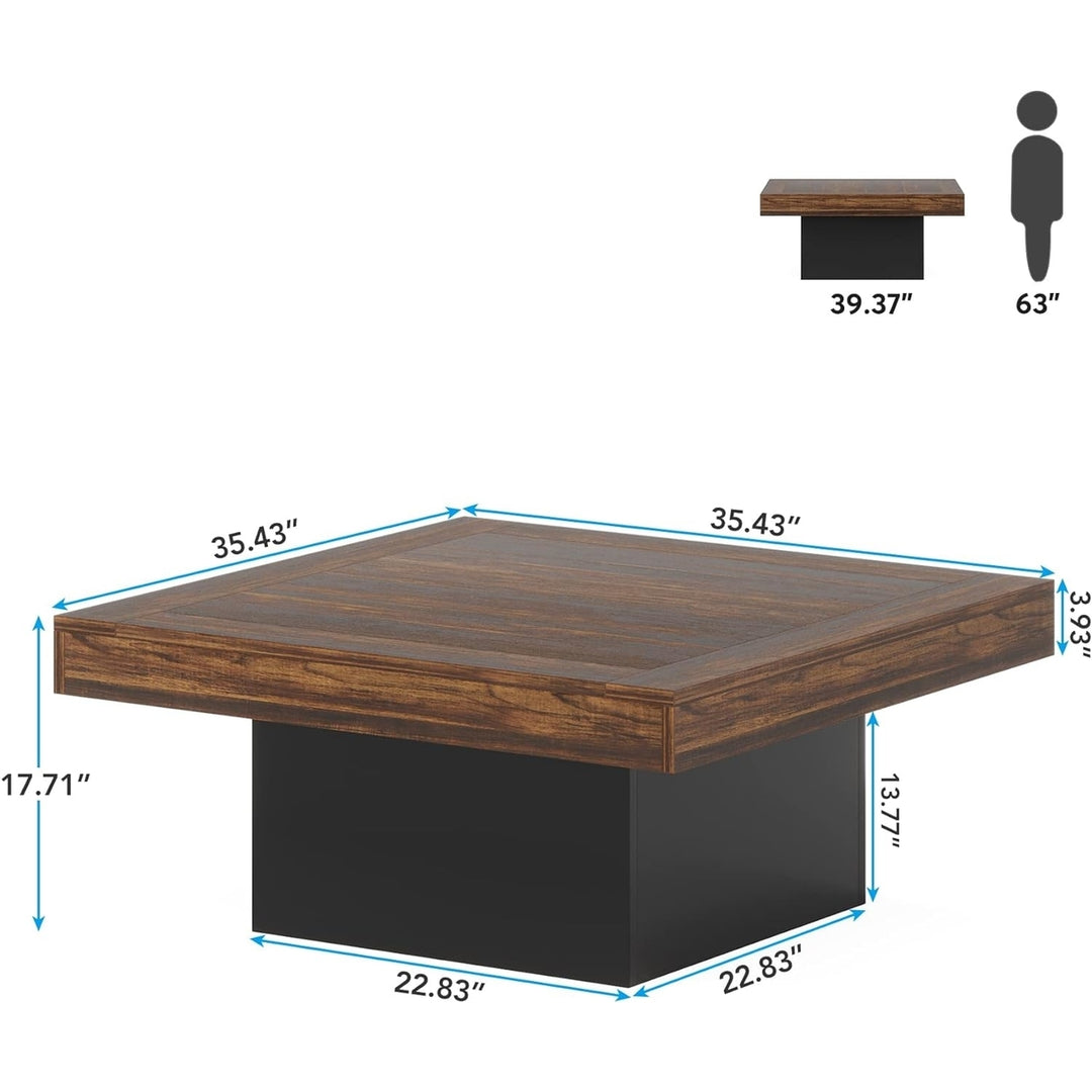 Tribesigns Coffee Table Square LED Coffee Table Engineered Wood Low Coffee Table for Living Room Rustic Brown and Black Image 6