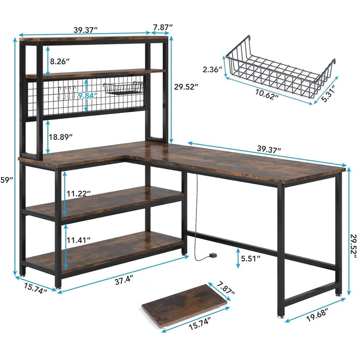 Tribesigns 55 Inch Large L-Shaped Desk with Wireless Charging and 5 Shelves Image 10