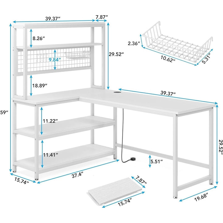 Tribesigns 55 Inch Large L-Shaped Desk with Wireless Charging and 5 Shelves Image 11