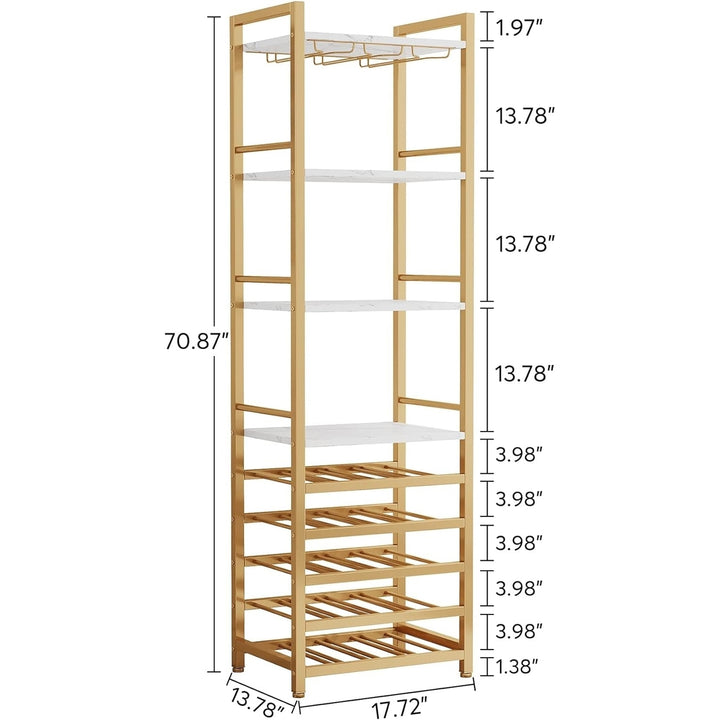 Tribesigns 20 Bottle Wine Rack Freestanding Faux Marble Gold Storage 9 Tier Image 6