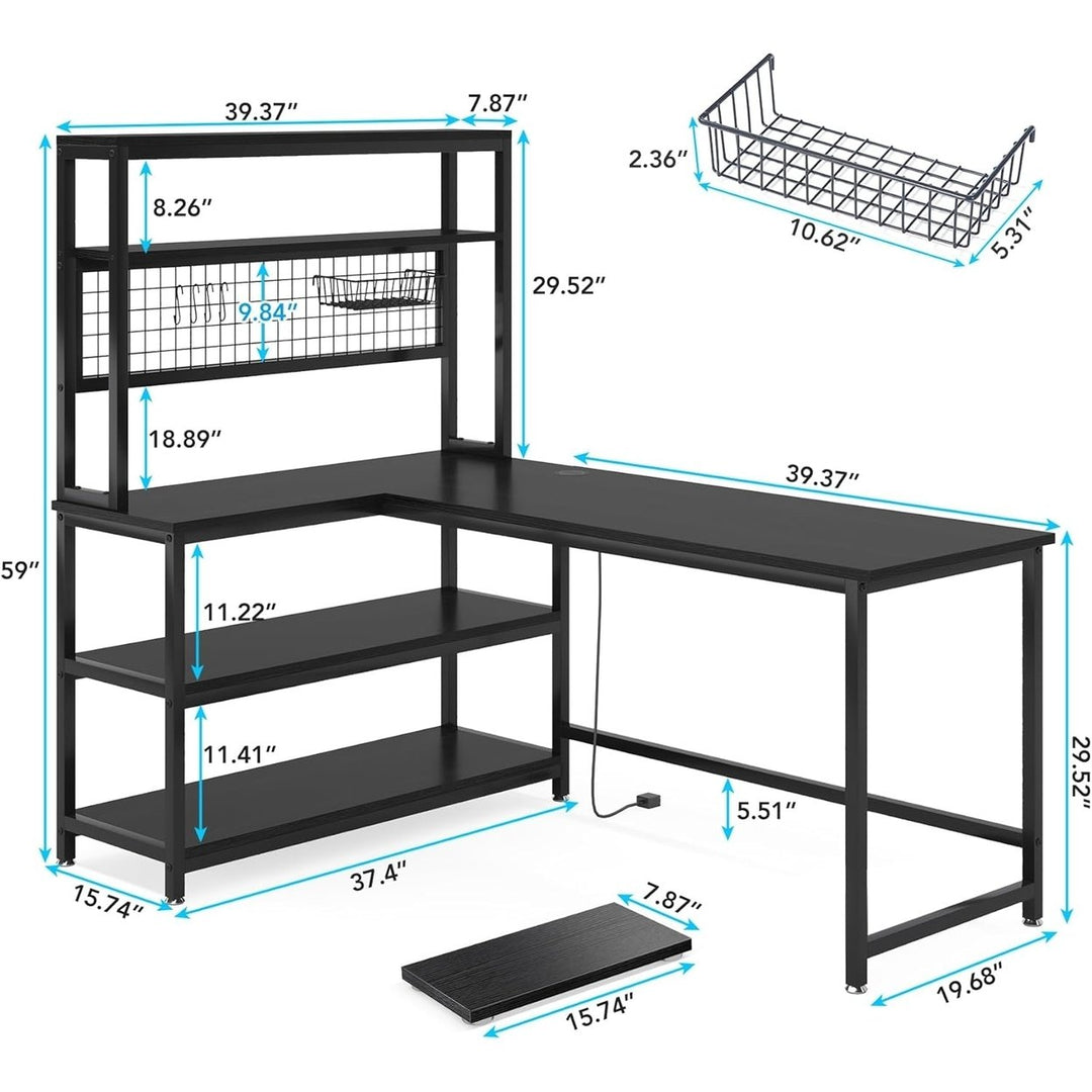 Tribesigns 55 Inch Large L-Shaped Desk with Wireless Charging and 5 Shelves Image 12