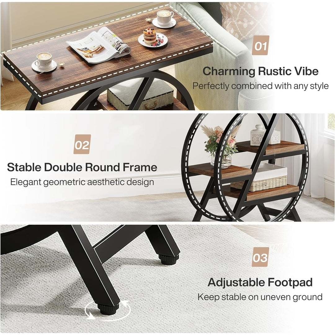 Tribesigns 3-Tier End Table Narrow Side Table with Storage Wood Metal Frame Image 4