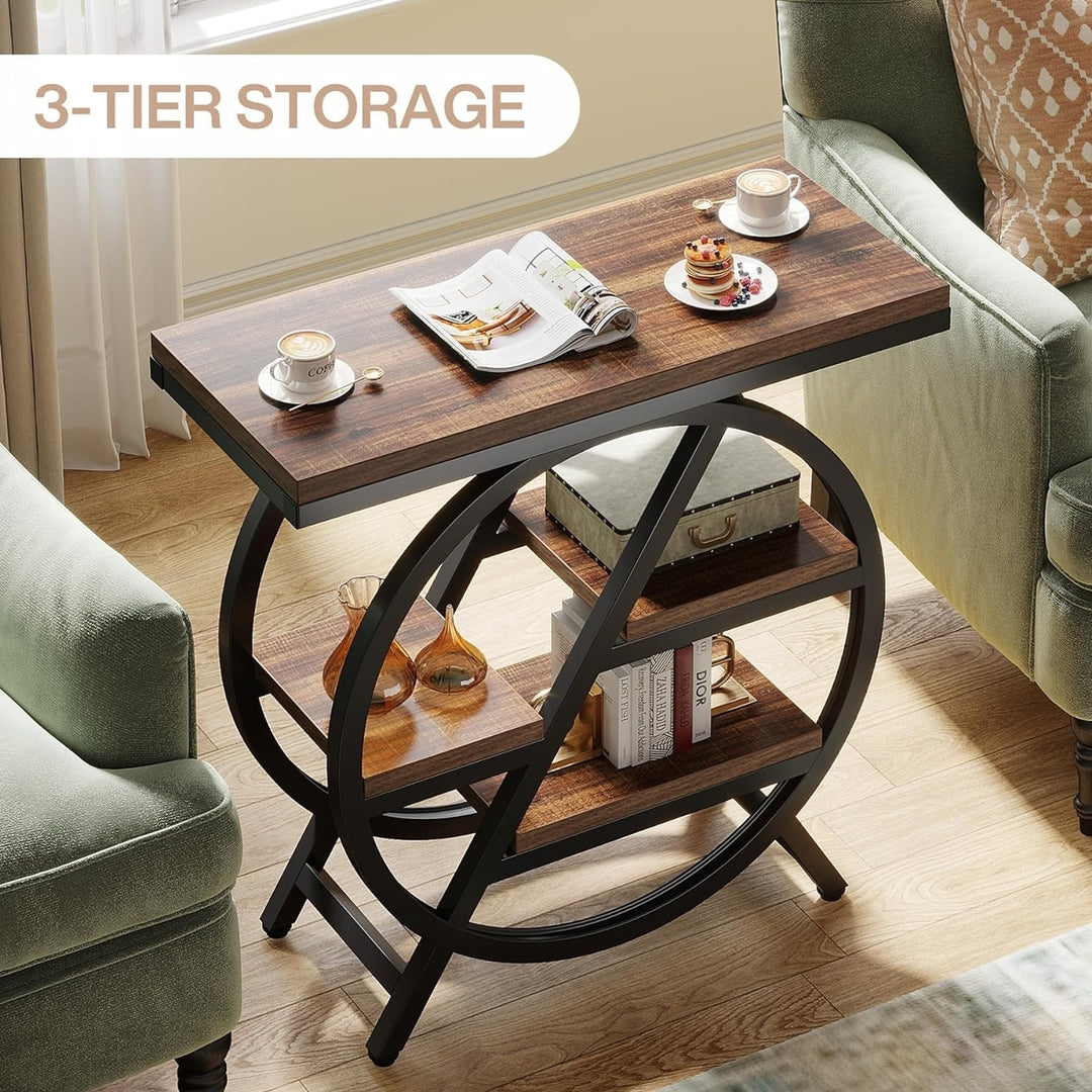 Tribesigns 3-Tier End Table Narrow Side Table with Storage Wood Metal Frame Image 5