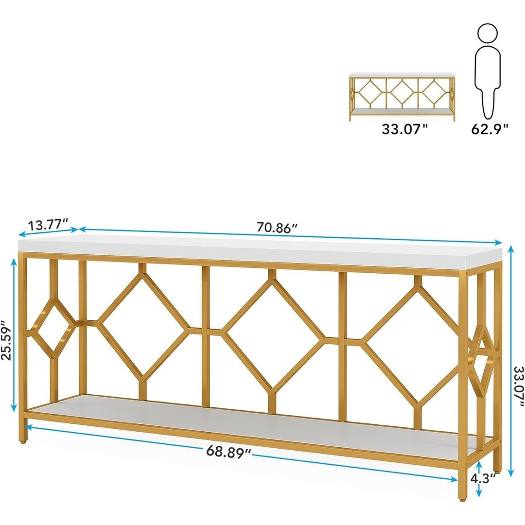 Tribesigns 71 Inch Extra Long Narrow Sofa Table Console Geometric Metal Frame Image 6