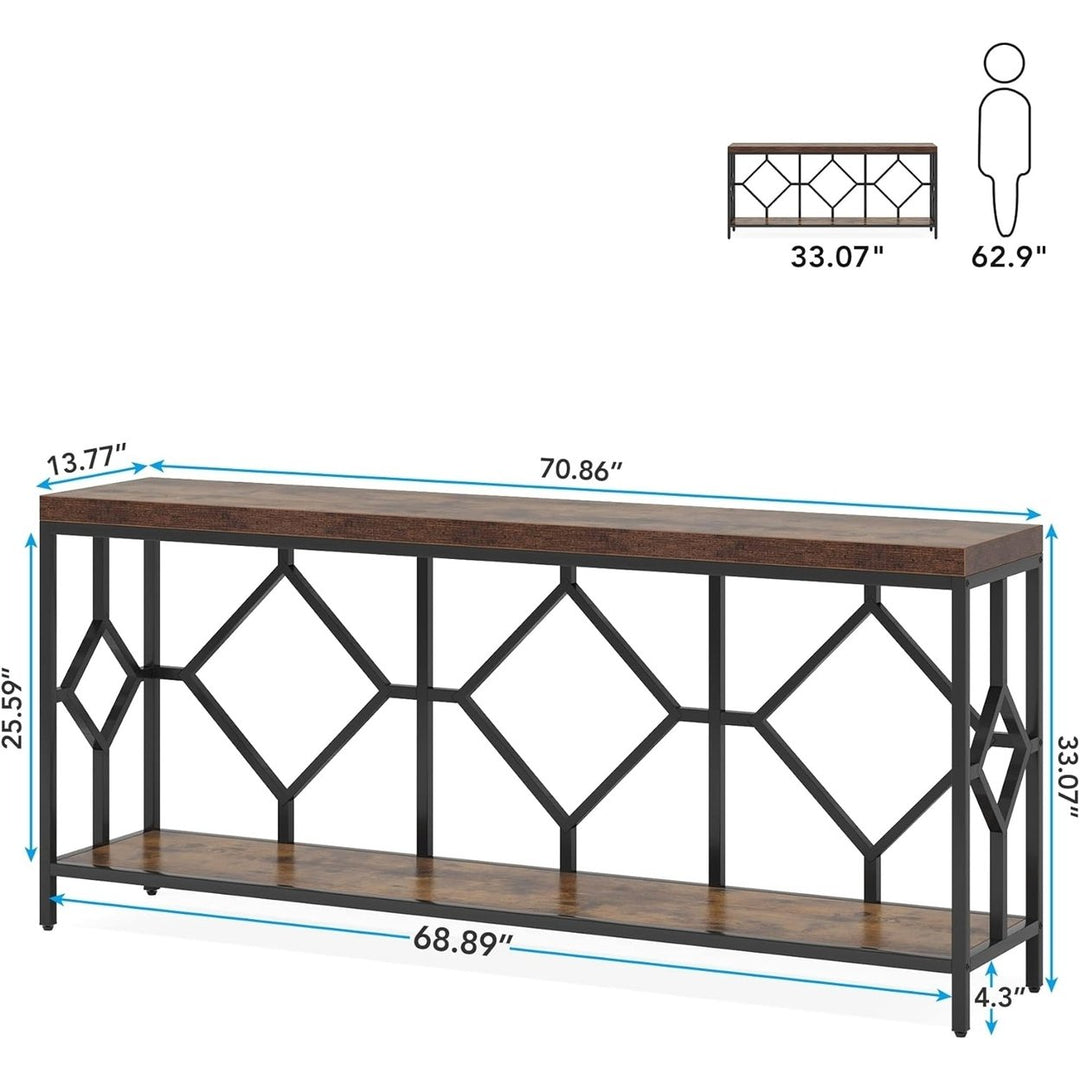 Tribesigns 71 Inch Extra Long Narrow Sofa Table Console Geometric Metal Frame Image 12