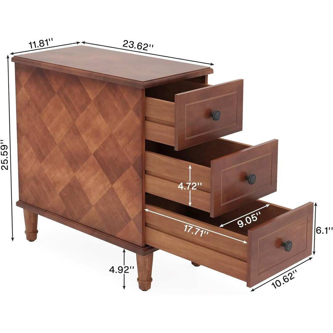 Tribesigns Wood End Table Narrow Side Table with Drawers Fully Assembled Nightstand Image 5