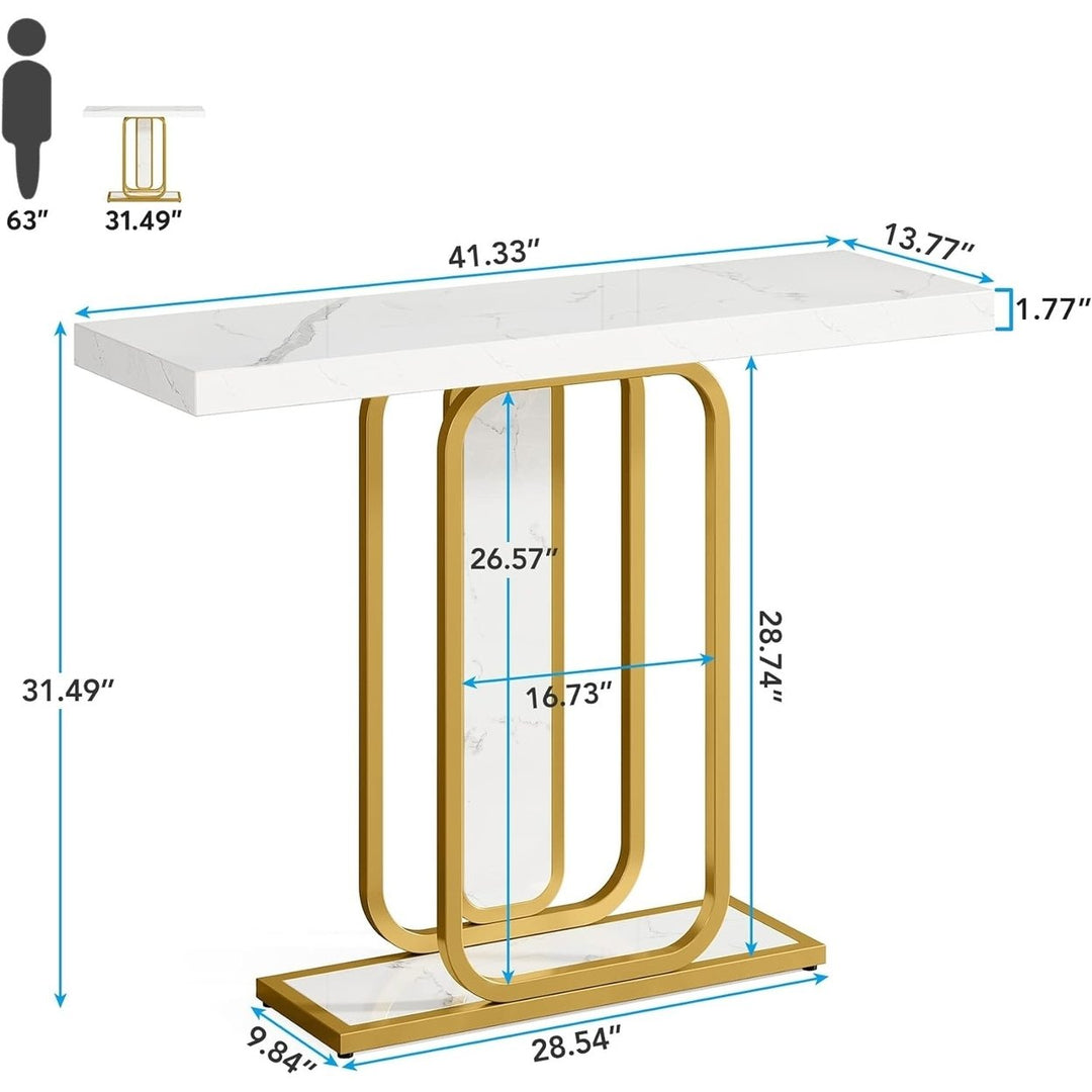 Tribesigns Modern Console Table Gold White with LED Lights 41.3 Inch Entryway Image 5