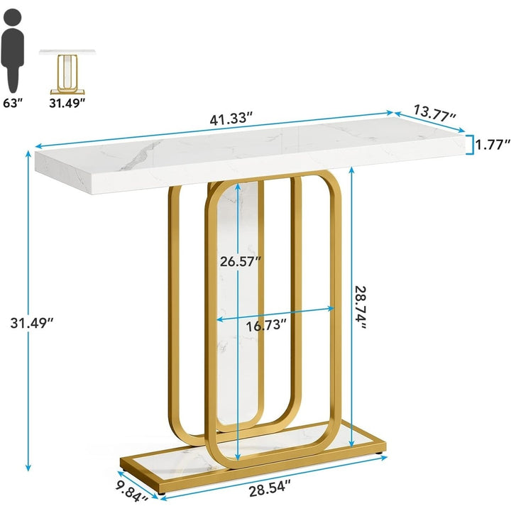 Tribesigns Modern Console Table Gold White with LED Lights 41.3 Inch Entryway Image 5