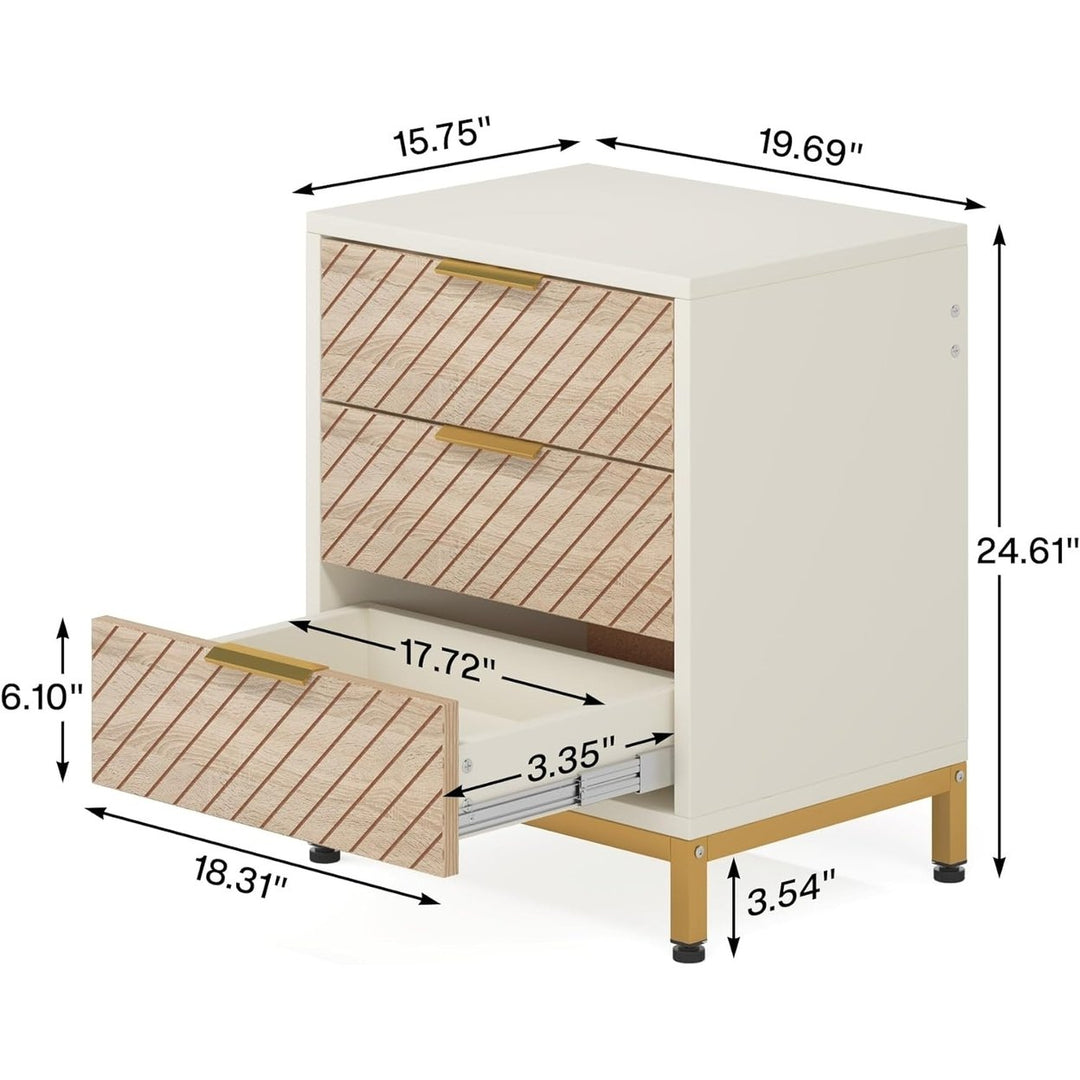 Tribesigns Nightstands White and Gold Light Wood Grain Multifunctional Tables Image 6