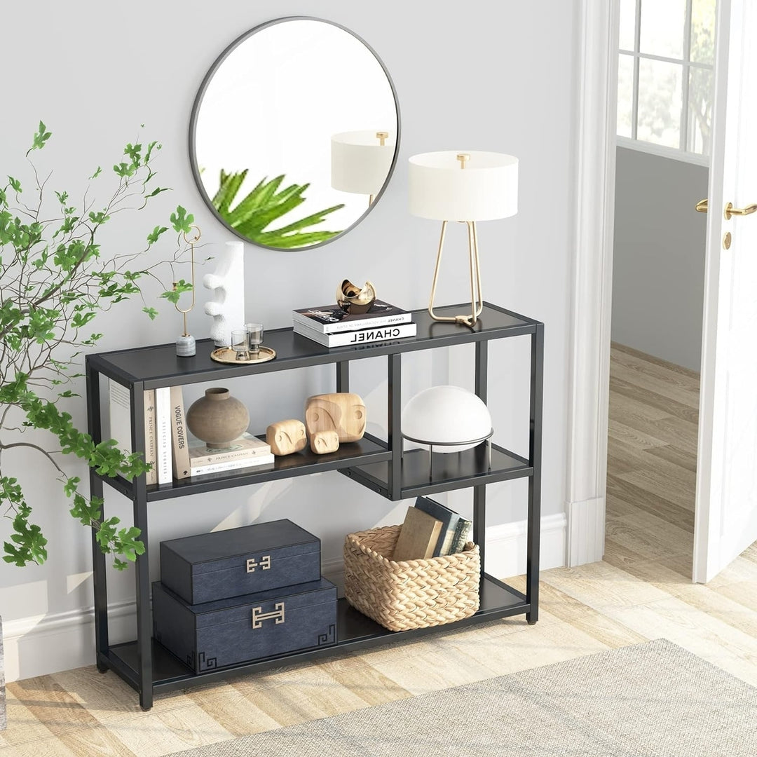 Tribesigns Small Black Console Table 43 Inch Vintage Entryway Table with Shelves Image 4