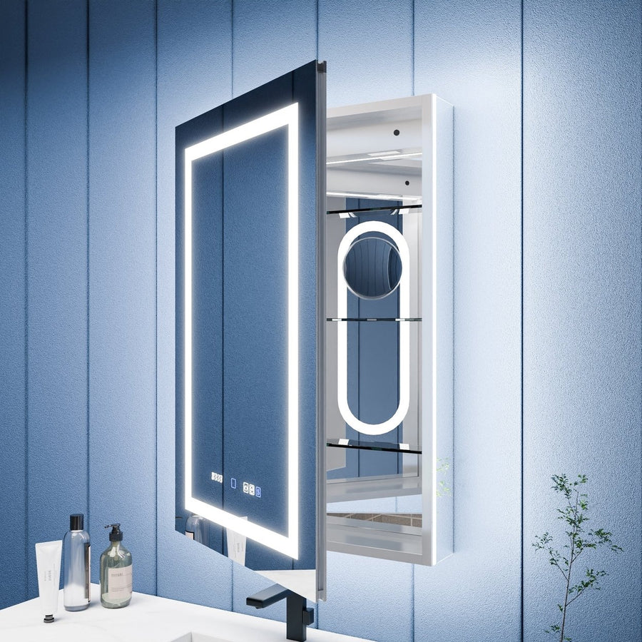 Illusion-B 24x36 LED Lighted Mirror Medicine Cabinet with Magnifiers and USB Ports Image 1