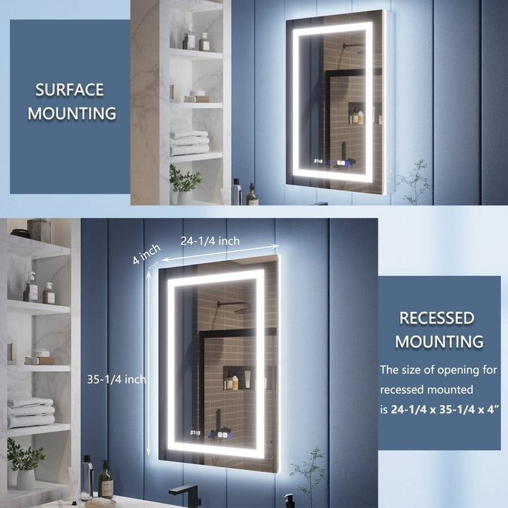 Illusion-B 24x36 LED Lighted Mirror Medicine Cabinet with Magnifiers and USB Ports Image 5