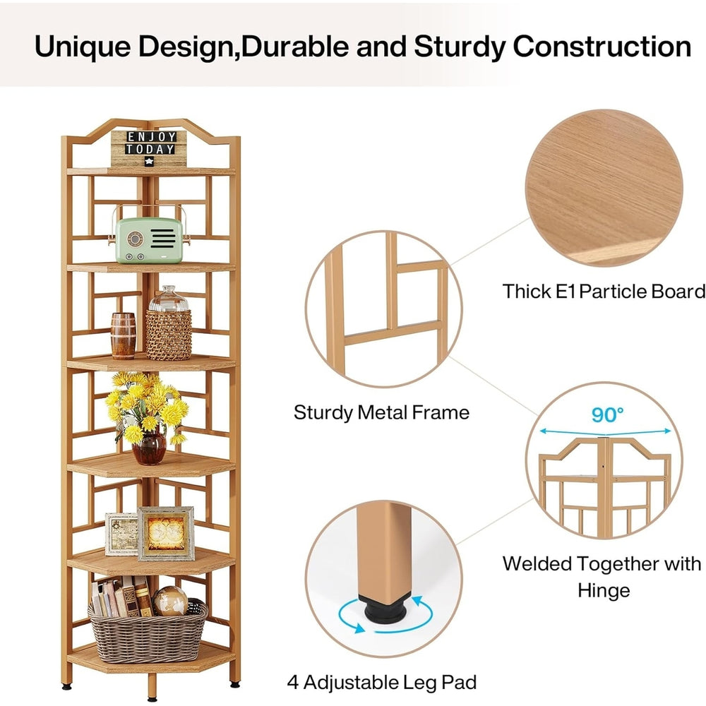 Tribesigns 6-Tier Corner Shelf 68 Inch Tall Industrial Corner Bookshelf Bookcase, Freestanding Corner Shelf? Image 2