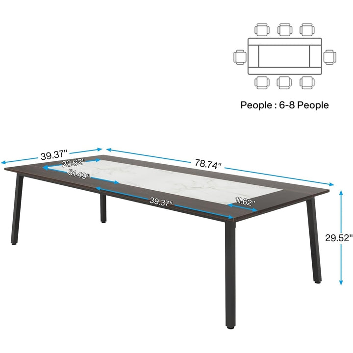 Tribesigns 6.56 FT Conference Table Office Desk 8-10 People Brown White Image 5