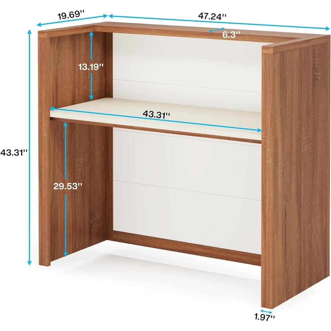 Tribesigns Modern Reception Desk 47 Inch Brown and Khaki Retail Counter Image 3