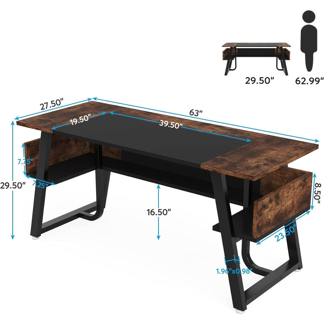 Tribesigns 63 Inch Modern Office Desk with Shelf Large Wood Writing Table Image 5