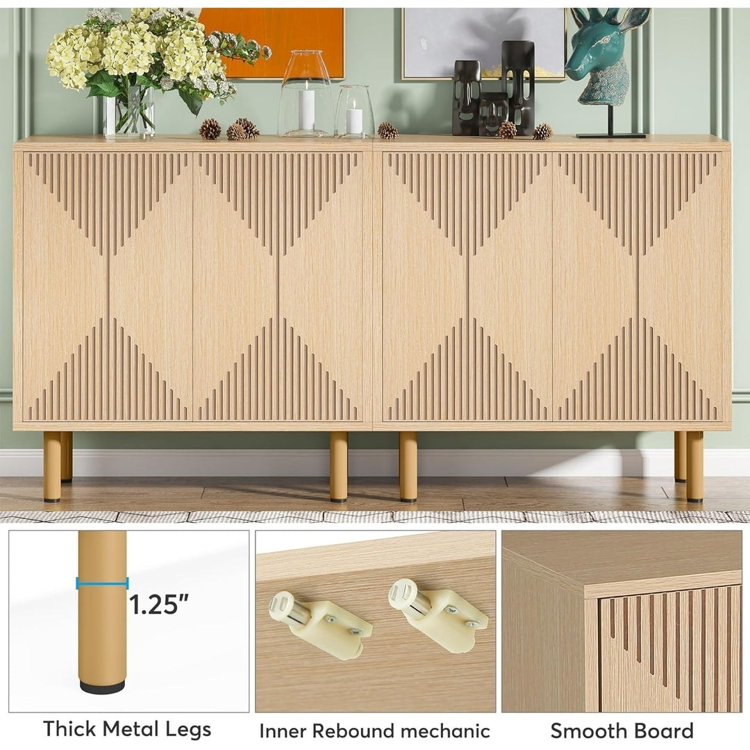 Tribesigns Modern 59 Inch White Wood Storage Cabinet Freestanding Buffet Sideboard Image 5