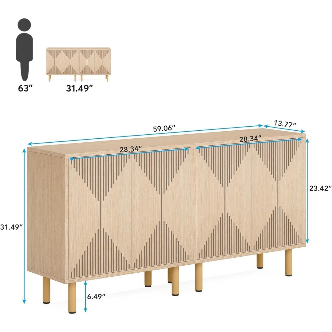 Tribesigns Modern 59 Inch White Wood Storage Cabinet Freestanding Buffet Sideboard Image 6