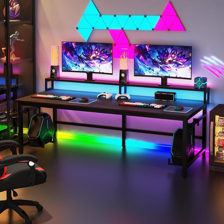 Tribesigns Two Person Gaming Desk, 78.7-Inch Long Computer Desk with Monitor Stand Image 2