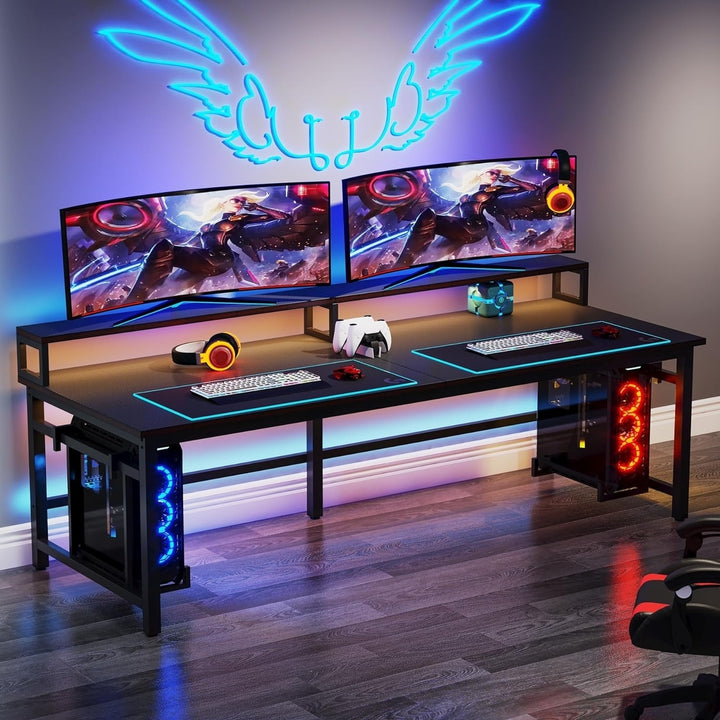 Tribesigns Two Person Gaming Desk, 78.7-Inch Long Computer Desk with Monitor Stand Image 3