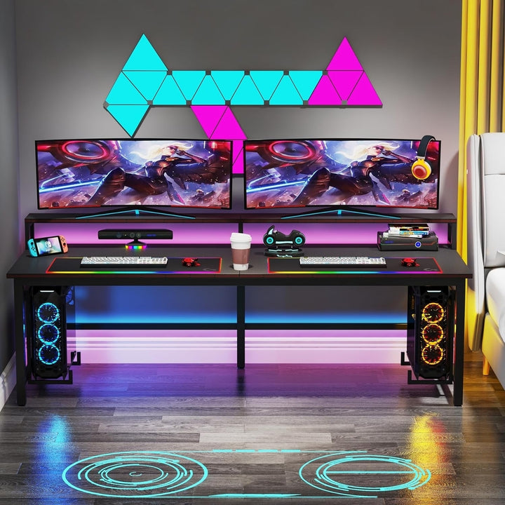 Tribesigns Two Person Gaming Desk, 78.7-Inch Long Computer Desk with Monitor Stand Image 4