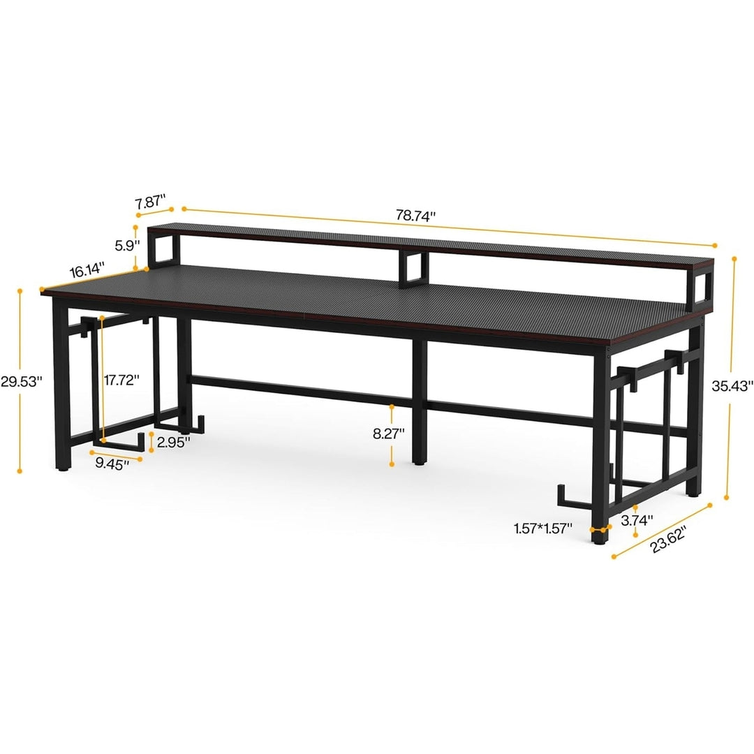 Tribesigns Two Person Gaming Desk, 78.7-Inch Long Computer Desk with Monitor Stand Image 5