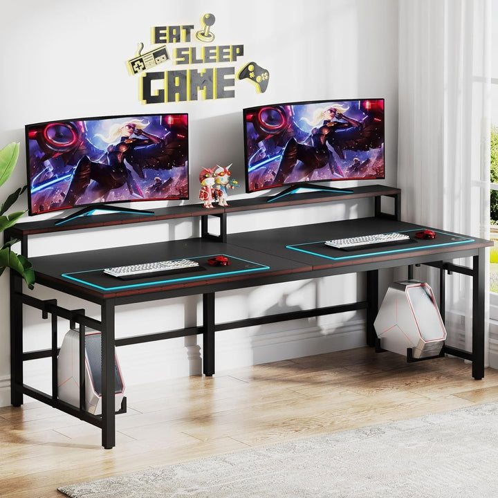 Tribesigns Two Person Gaming Desk, 78.7-Inch Long Computer Desk with Monitor Stand Image 6