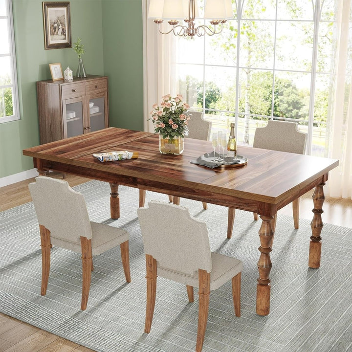 Tribesigns 62 Wood Dining Table for 4-6 People, Farmhouse Large Rectangle Kitchen Table Image 1