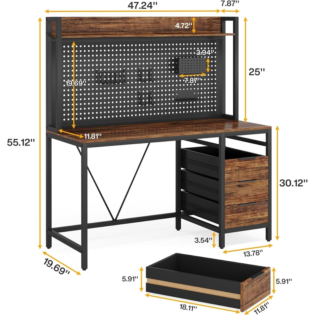 Tribesigns Computer Desk with 4 Drawers, 47 Inches Home Office Desk with Hutch and Storage, Industrial Gaming Desk PC Image 6