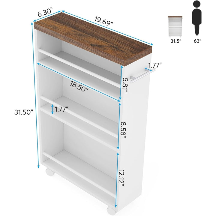 Tribesigns Slim Storage Cart Rolling Kitchen Cart 4-Tier Narrow Utility Cart Image 5