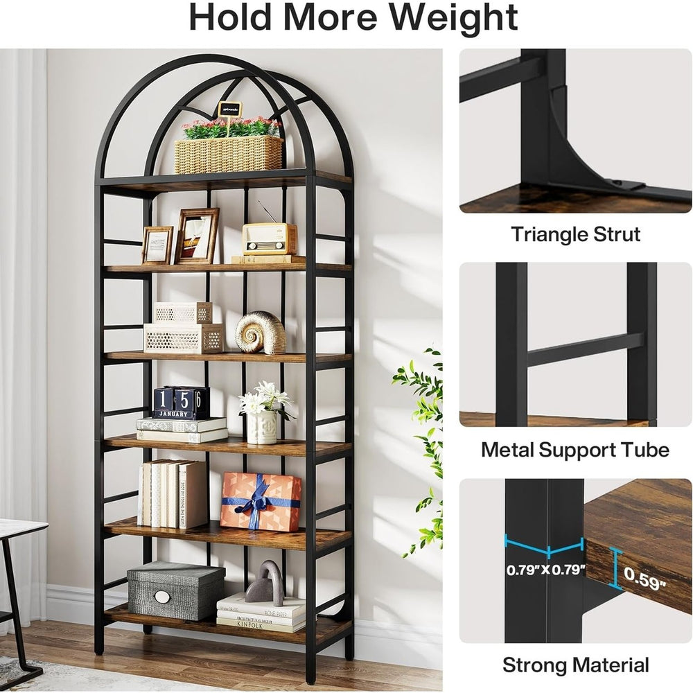 Tribesigns Bookshelf, 6-Tier Tall Arched Bookshelves, 78.7" Industrial Metal Open Bookcase and Bookshelves Image 2