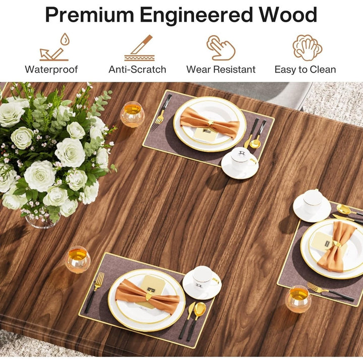 Tribesigns Dining Table for 6, 63-Inch Large Wood Kitchen Table, Rectangular Dinner Table with Metal Legs Image 2