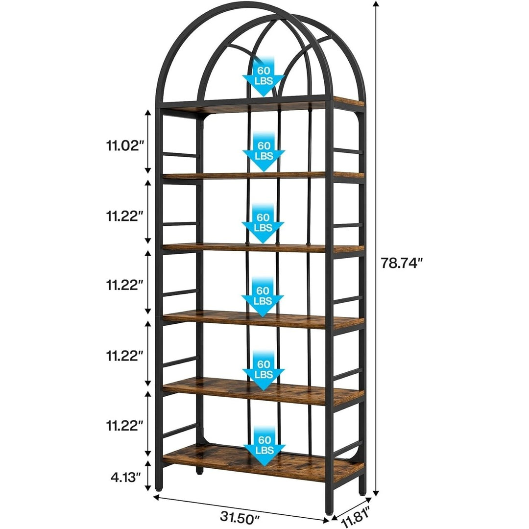 Tribesigns Bookshelf, 6-Tier Tall Arched Bookshelves, 78.7" Industrial Metal Open Bookcase and Bookshelves Image 5