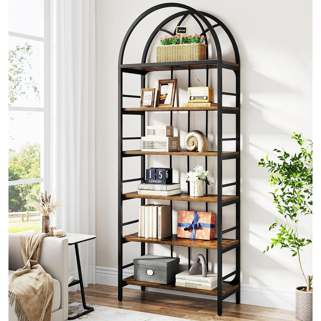 Tribesigns Bookshelf, 6-Tier Tall Arched Bookshelves, 78.7" Industrial Metal Open Bookcase and Bookshelves Image 6