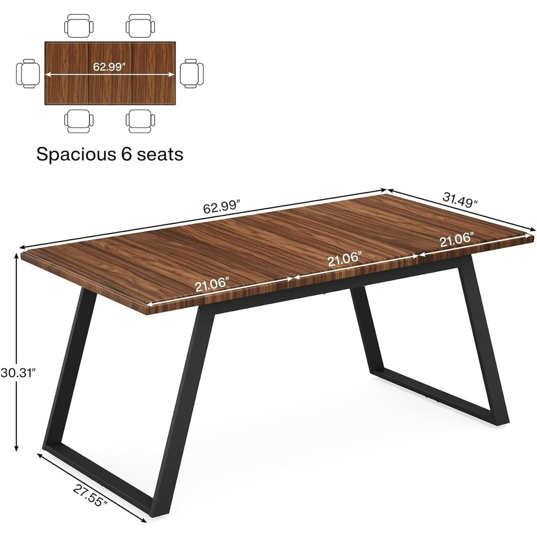 Tribesigns Dining Table for 6, 63-Inch Large Wood Kitchen Table, Rectangular Dinner Table with Metal Legs Image 5