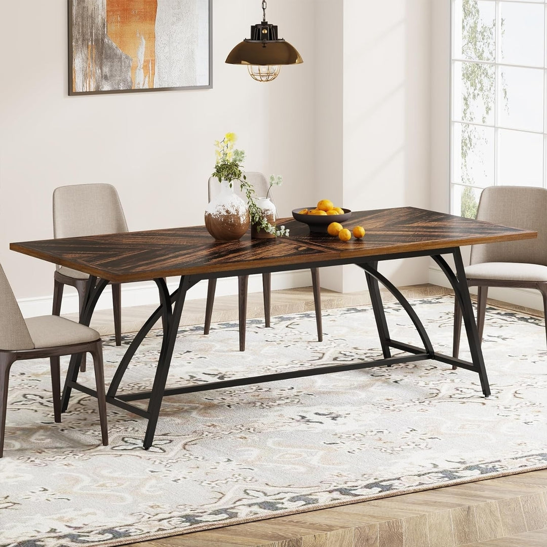 Tribesigns 70.8-Inch Rectangle Dining Table for 6, Extra Long Kitchen Table with Stylish Metal Legs Image 3