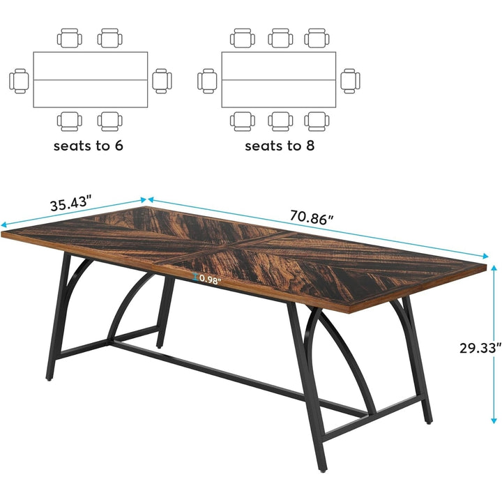 Tribesigns 70.8-Inch Rectangle Dining Table for 6, Extra Long Kitchen Table with Stylish Metal Legs Image 6