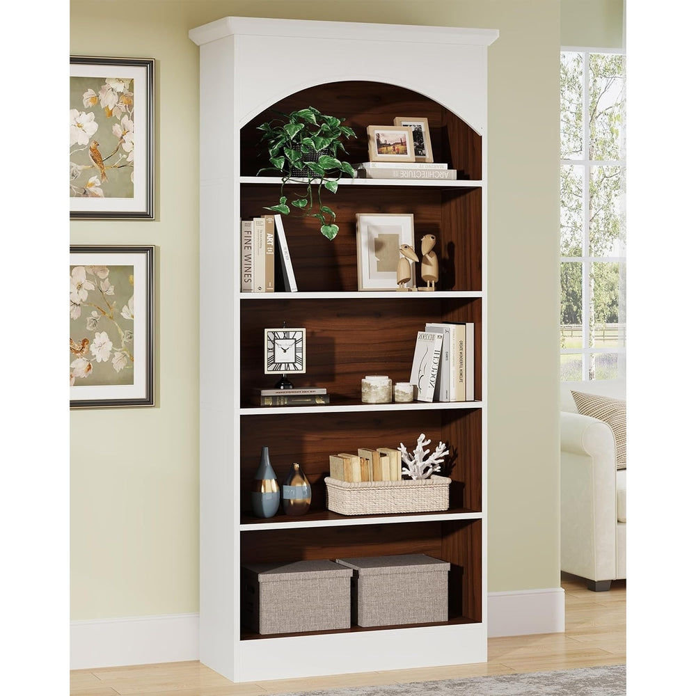 Tribesigns 5-Shelf White Bookcase, 70.9 Tall Bookshelf with Storage Shelves, Vintage Free-Standing Library Book Shelving Image 2