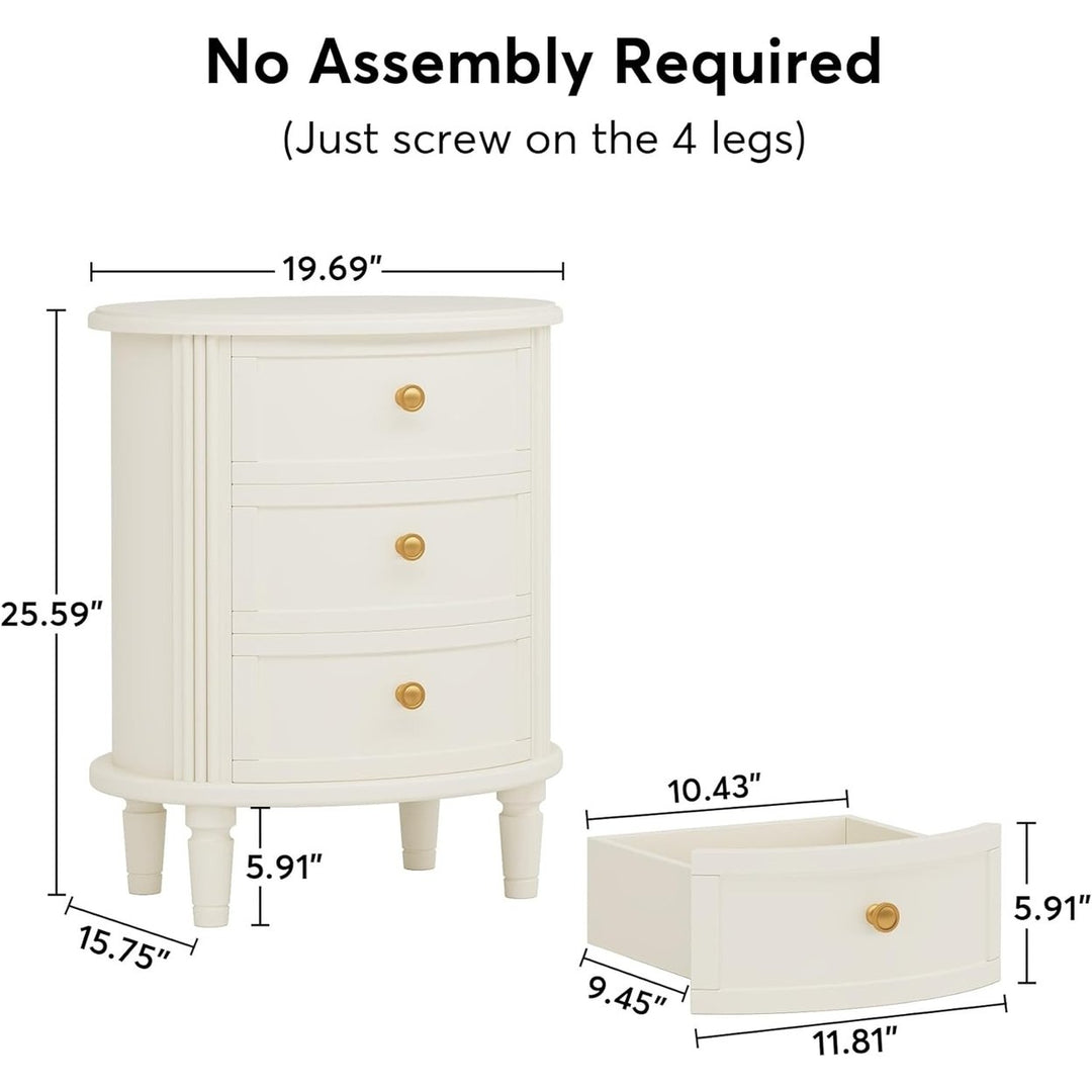 Tribesigns 3 Drawer Nightstand Oval Side Table Fully Assembled Farmhouse Style Image 6