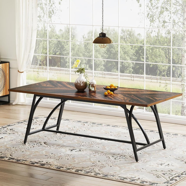 Tribesigns 70.8-Inch Rectangle Dining Table for 6, Extra Long Kitchen Table with Stylish Metal Legs Image 4