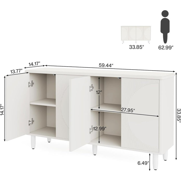 Tribesigns 59.4 Inch White Buffet Cabinet Sideboard Storage Modern Furniture Image 6